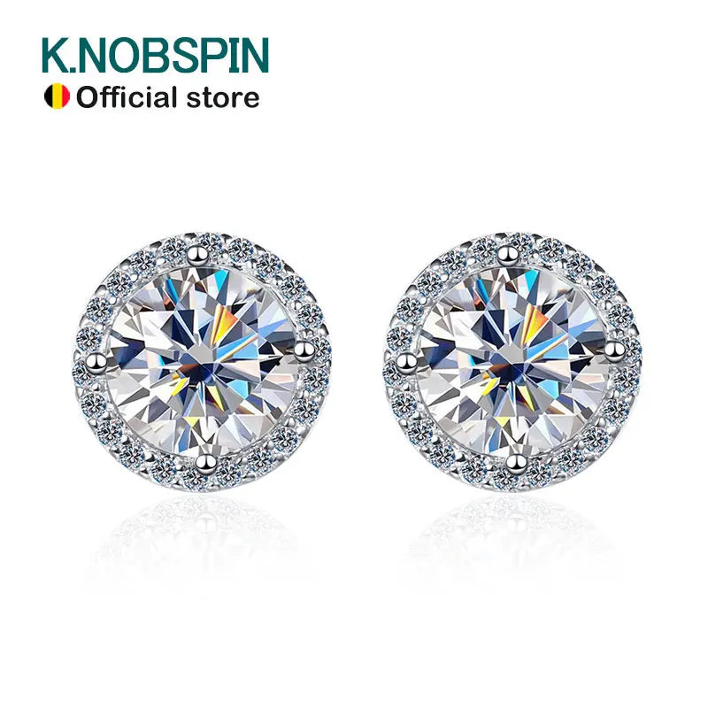 Moissanite or Zircon Stud Earrings, 0.5ct to 2ct