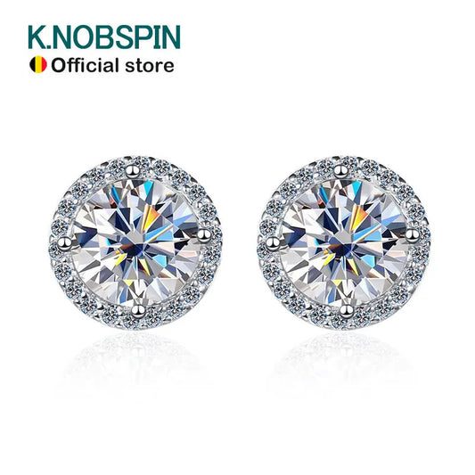 Moissanite or Zircon Stud Earrings, 0.5ct to 2ct