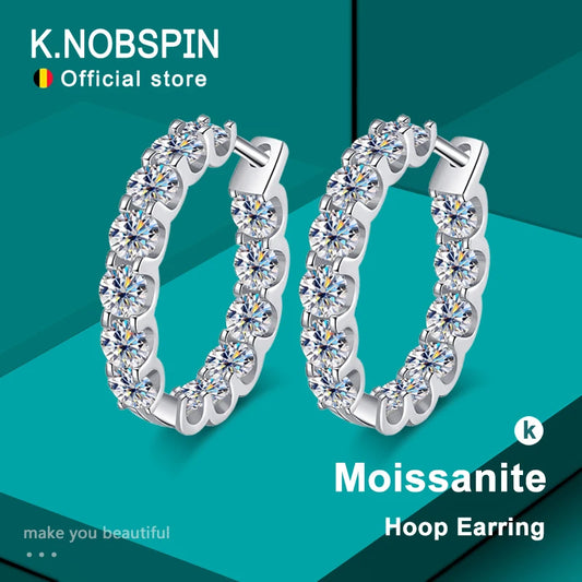 2.6ct Moissanite Hoop Earrings, 2cm or 3cm, 925 Silver