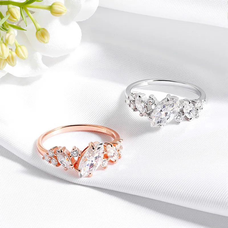 1.84cttw Marquise Moissanite Wedding Ring, 925 Silver