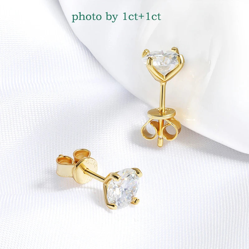 Round Moissanite Stud Earrings, 0.2ct to 2ct in S925