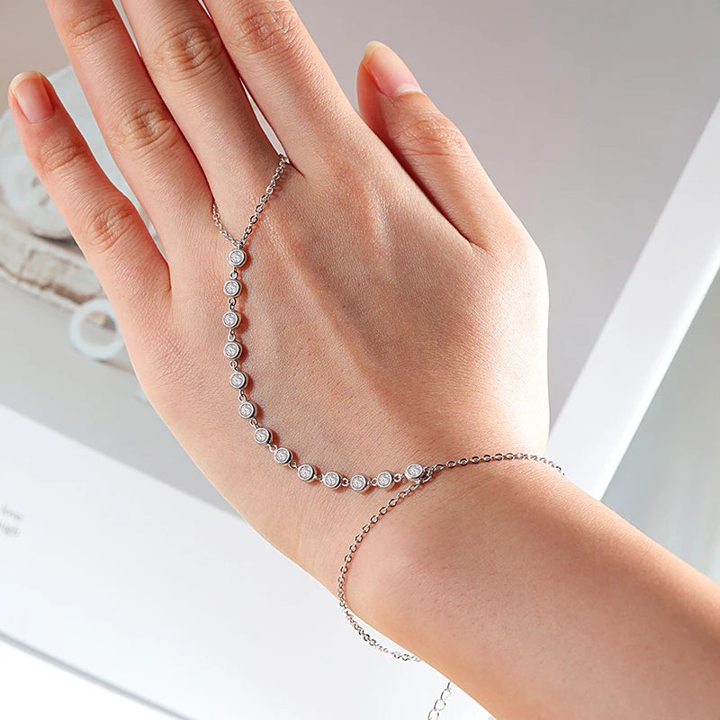 Moissanite Chain Bracelet, Adjustable 14cm to 21cm
