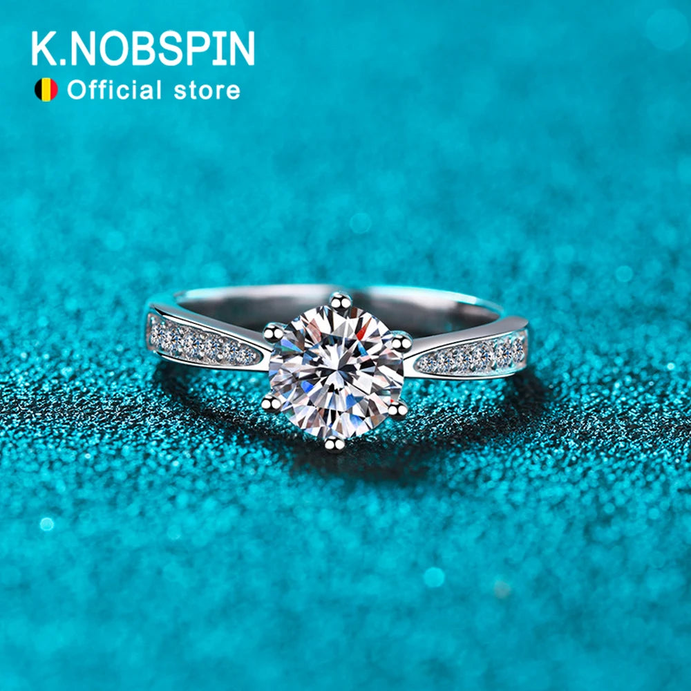 Moissanite Engagement Ring, 0.5ct to 3ct GRA in 925 Silver