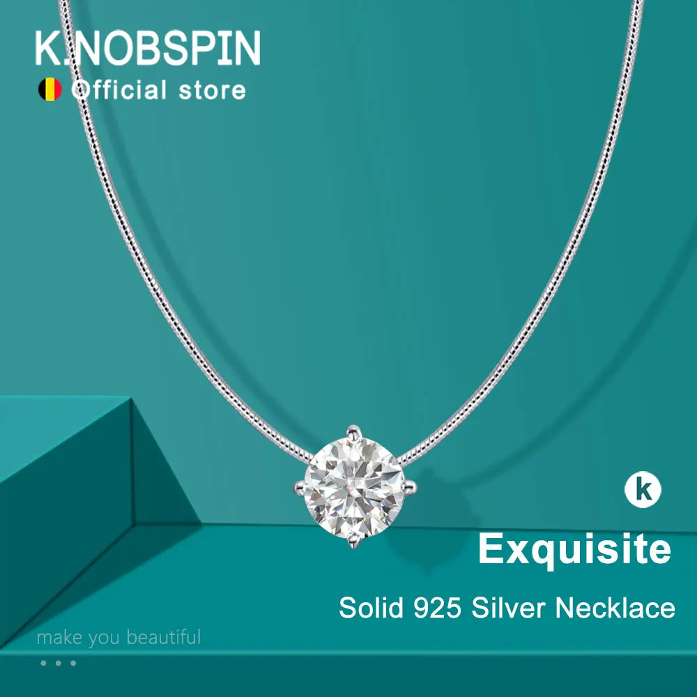 Dainty Moissanite Pendant Necklace, 0.5ct to 2ct s925