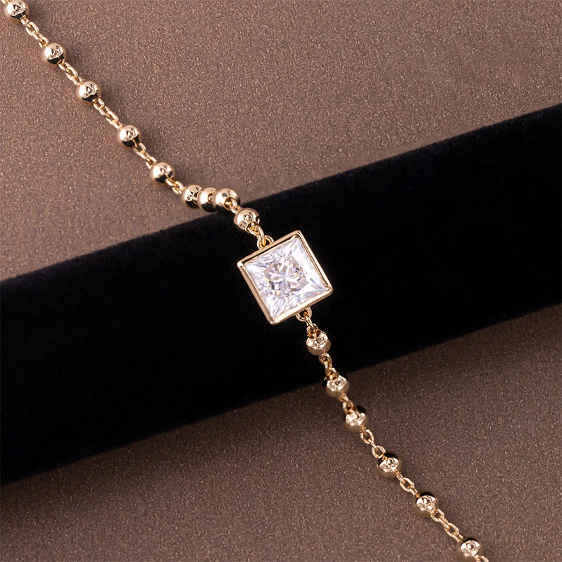 1ct D VVS1 Moissanite Bead Chain Bracelet, 6 Cuts