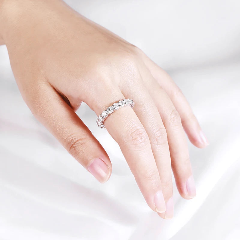 Moissanite Eternity Ring, 2mm to 5mm Band in S925 Silver
