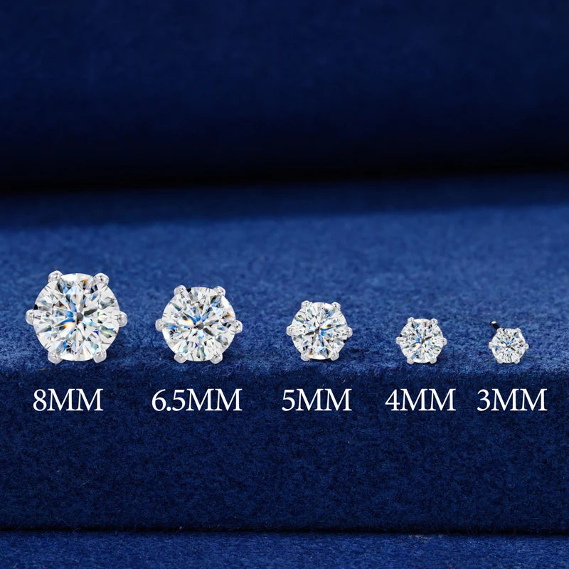 Heart and Princess Moissanite Studs in 925 Silver