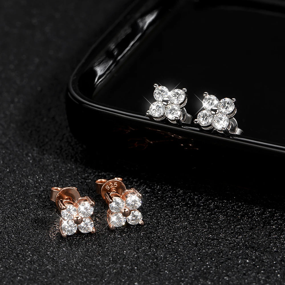 Moissanite Stud Earrings, 1 or 4 Piece Set in s925