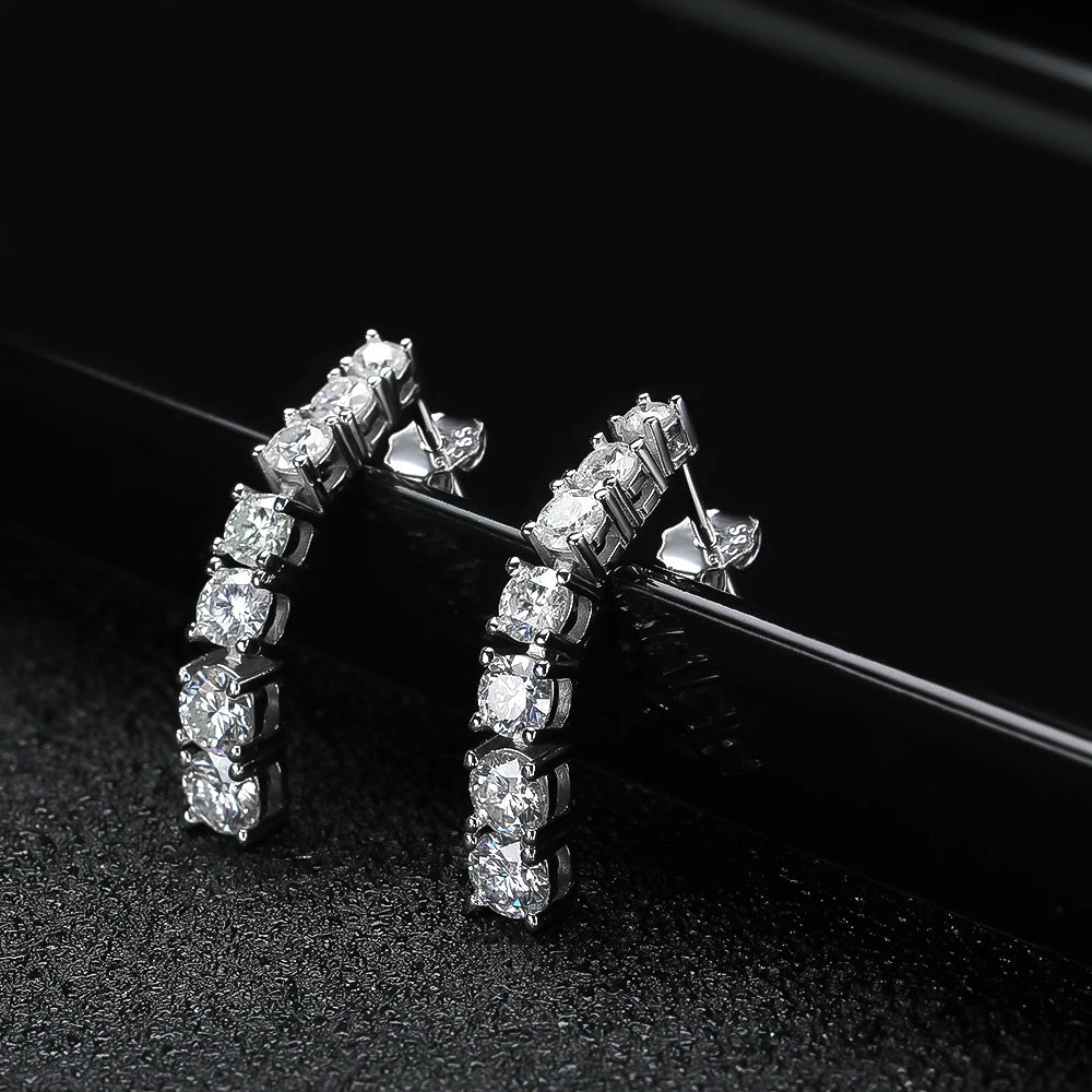 Moissanite or Zircon Drop Earrings in 925 Silver