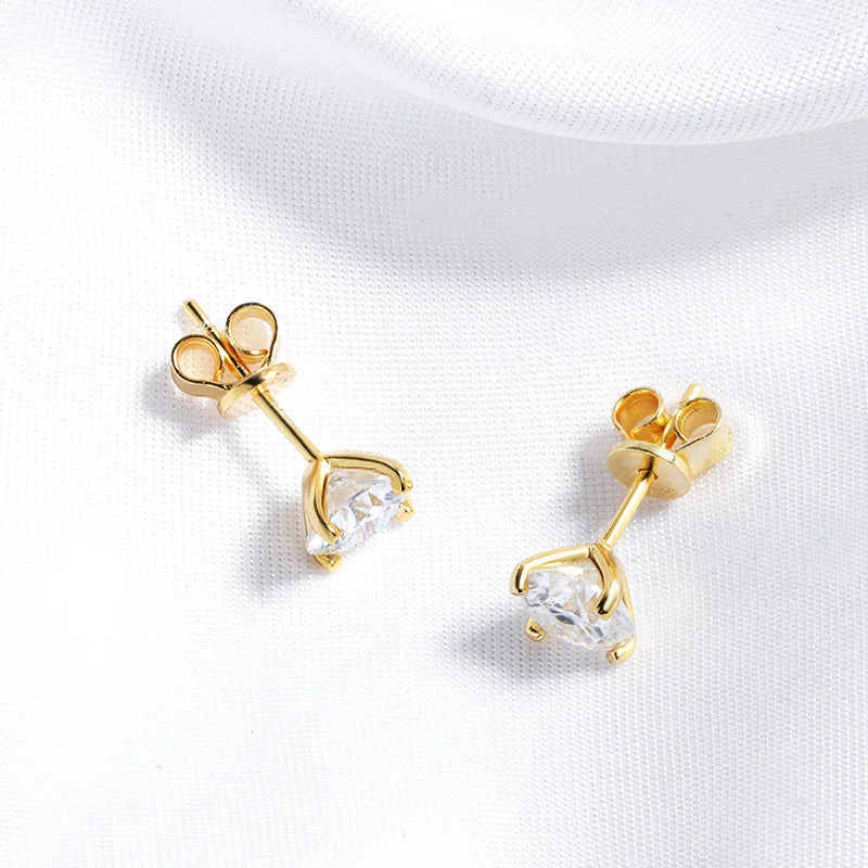 Round Moissanite Stud Earrings, 0.2ct to 2ct in S925