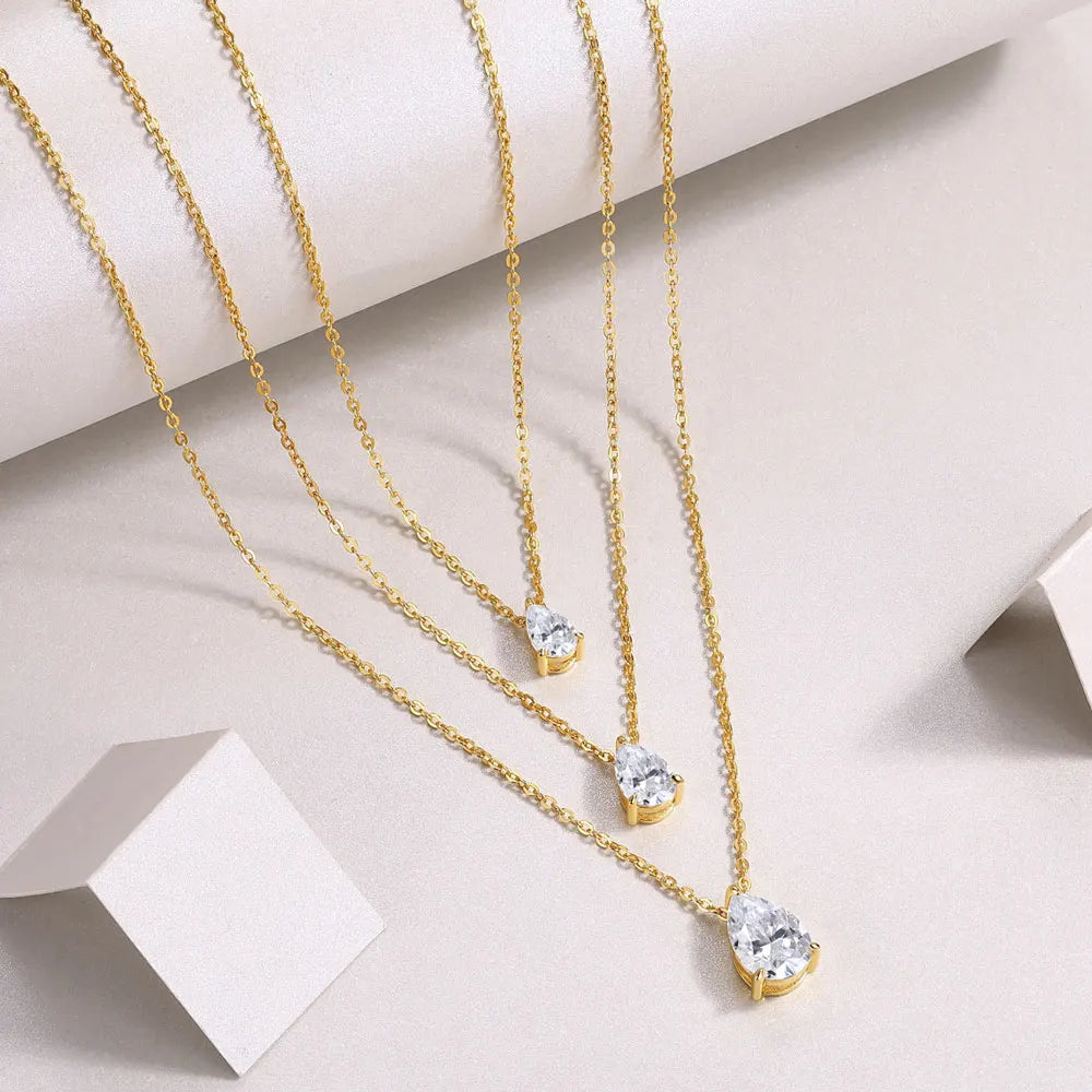Pear Moissanite Pendant Necklace, 1ct to 4ct
