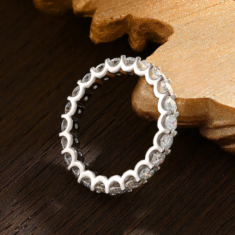 Moissanite Eternity Band, 2mm or 3mm in 925 Silver