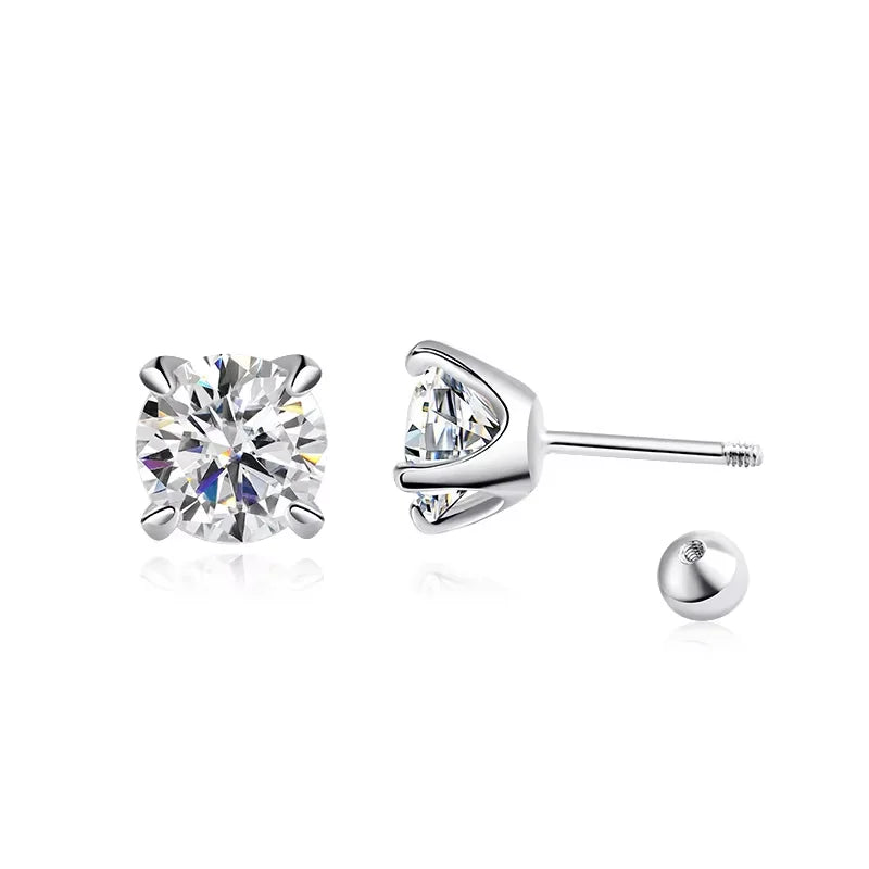 Moissanite Stud Earrings, 0.3ct to 2ct Each, 925 Silver