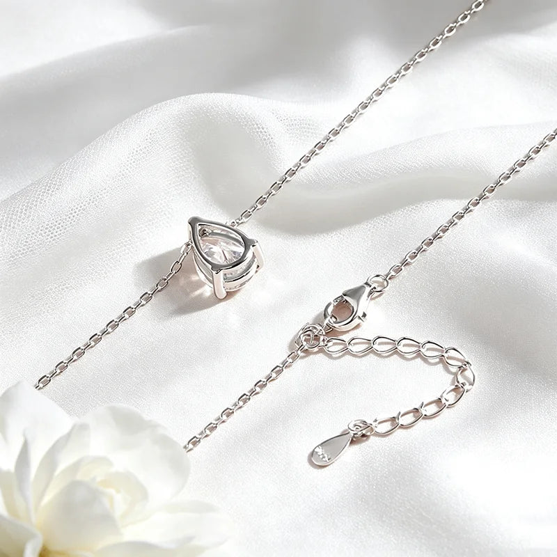 Pear Cut Moissanite Pendant Necklace, 1ct to 5ct, 925