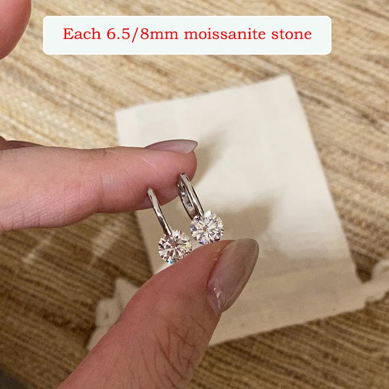 2ctw Moissanite Hoop Earrings, 6.5mm in S925 Silver