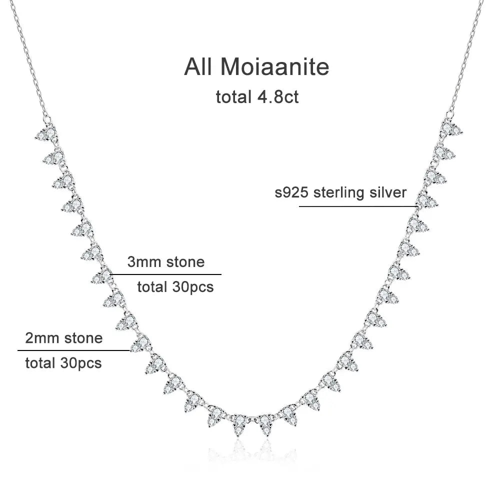 Moissanite Tennis Necklace, 2mm or 3mm 18 Inch s925