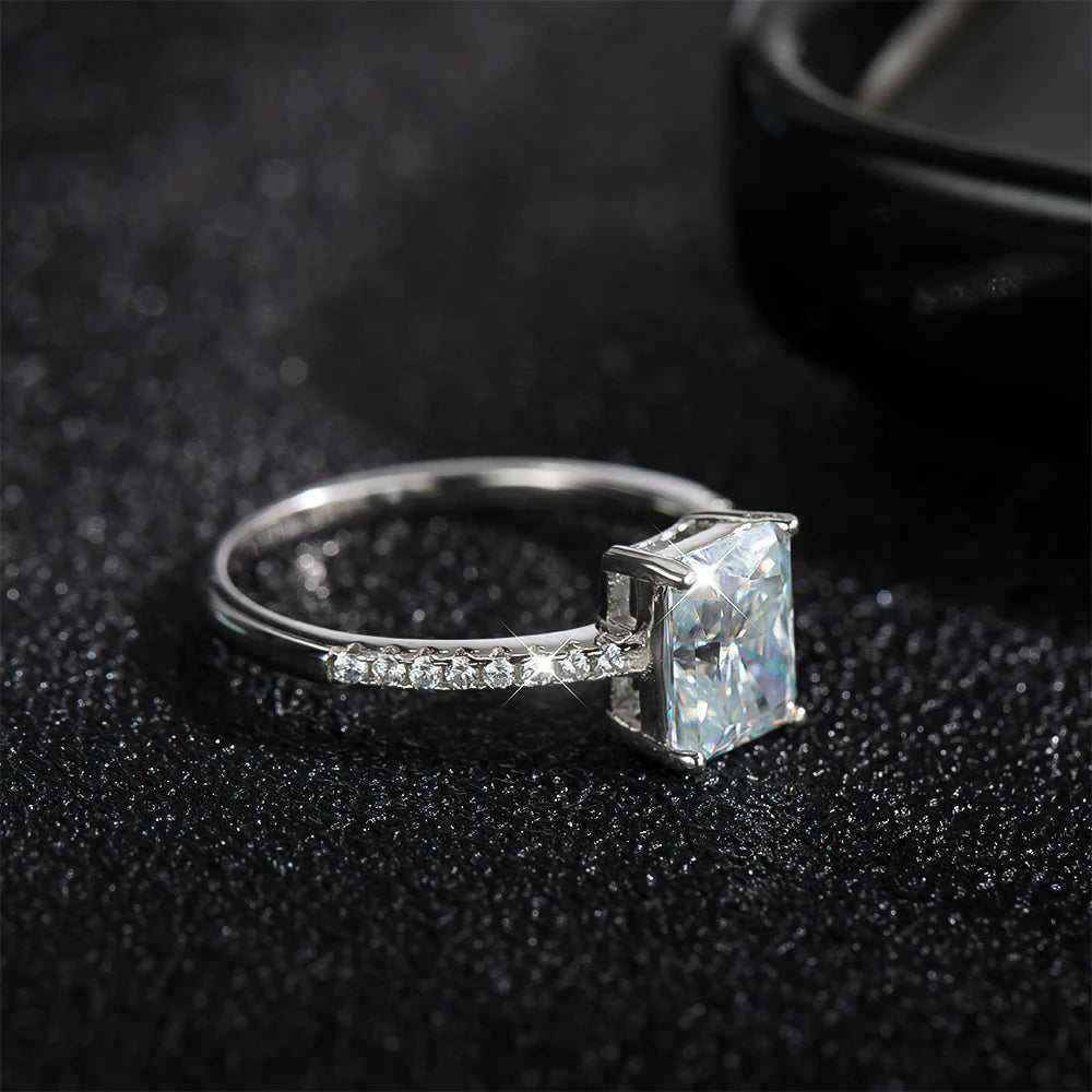 Radiant Cut Moissanite Ring, 1ct to 4ct in 925 Silver
