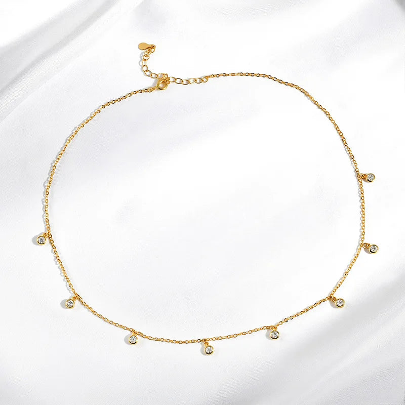 8 Stone Bubble Moissanite Necklace in 925 Silver