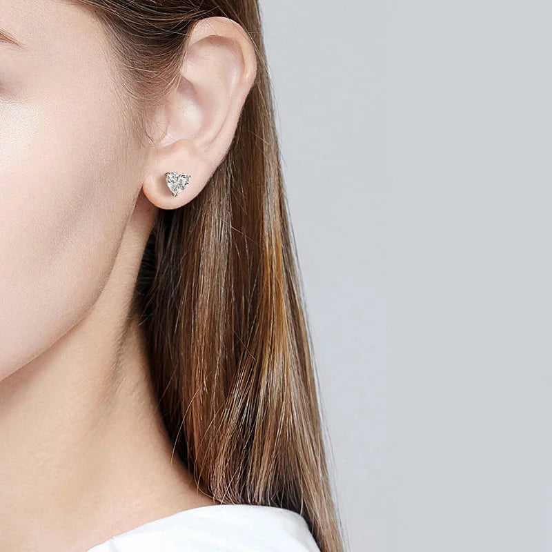 Heart Cut Stud Earrings, 0.5ct to 4ct