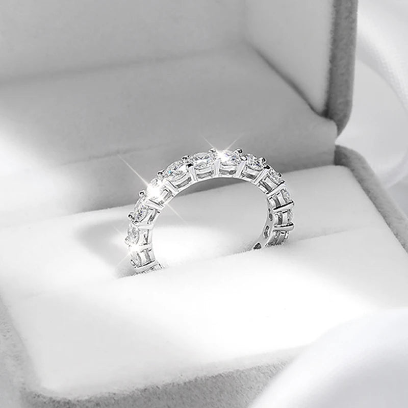 Moissanite Eternity Ring, 2mm to 5mm Band in S925 Silver