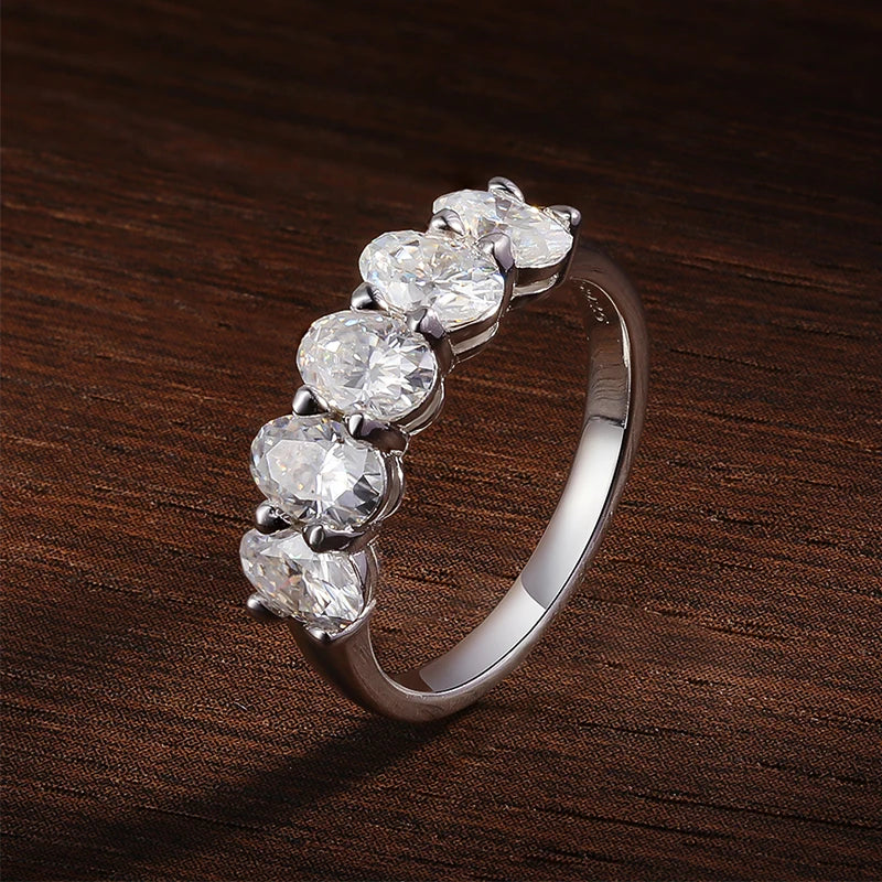4x6mm Oval Moissanite Ring, GRA Certified 925 Silver