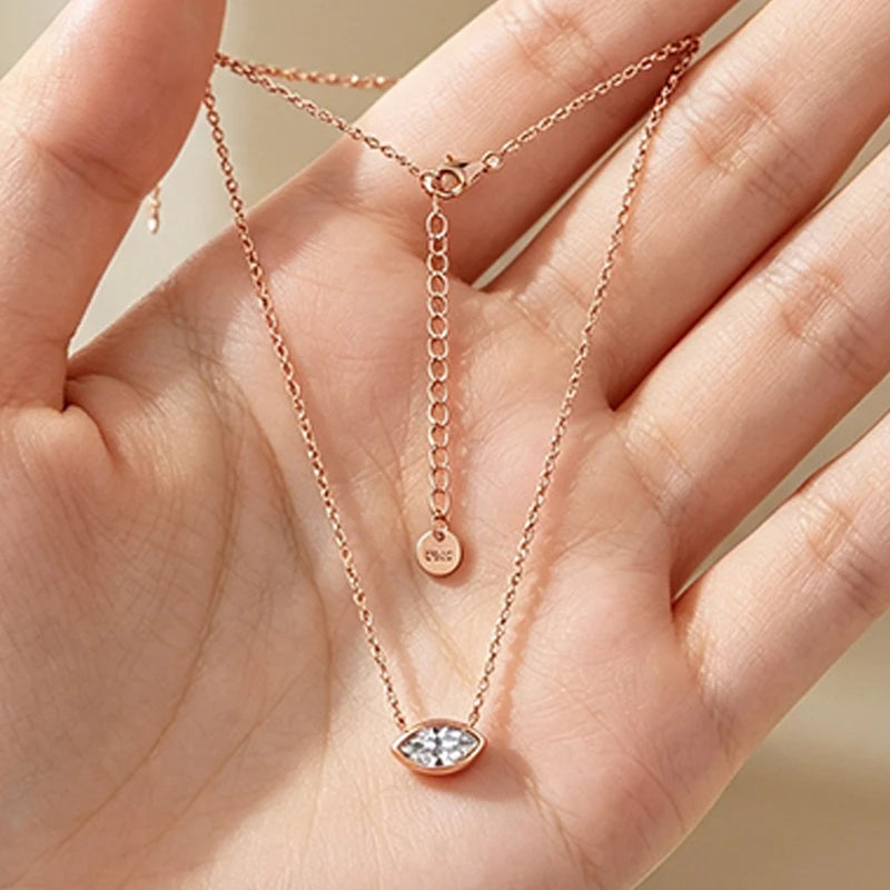 4x8mm Marquise Moissanite Necklace, D VVS1 in 925