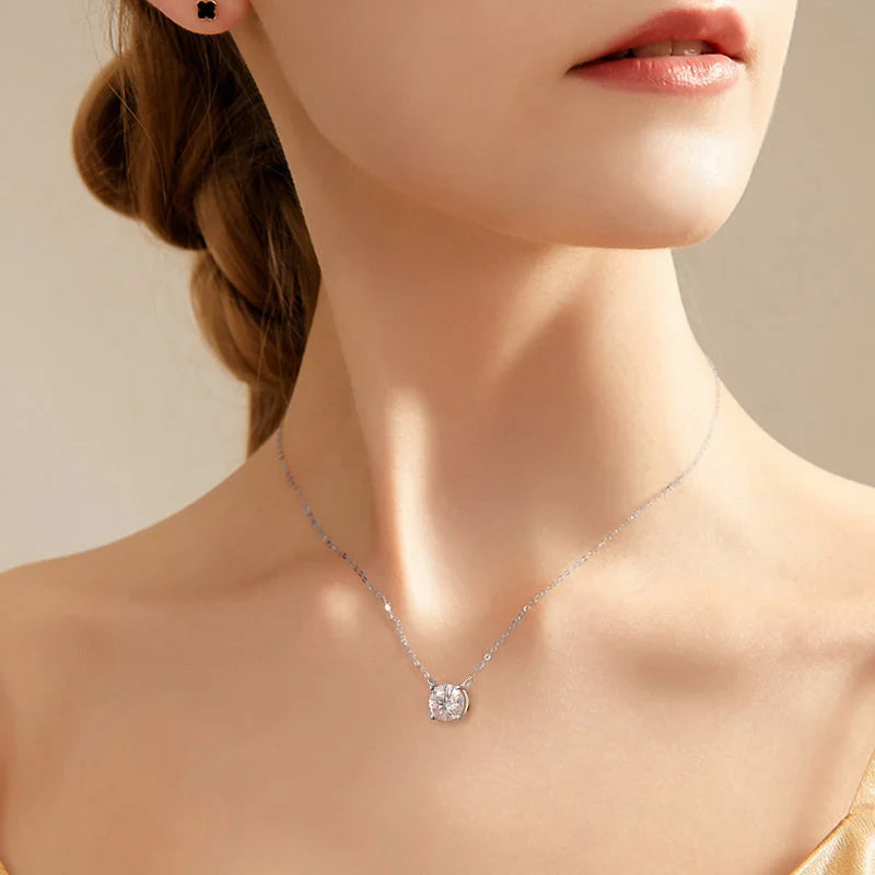 Solitaire Moissanite Necklace, 1ct to 5ct GRA Certified