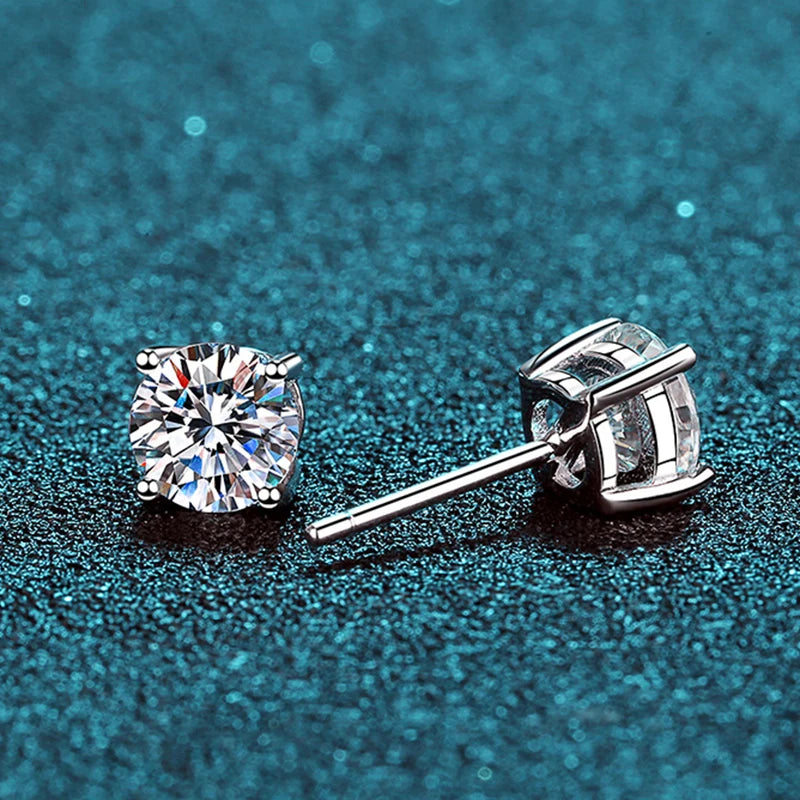 Moissanite Stud Earrings, 0.3ct to 7ct in 925 Silver